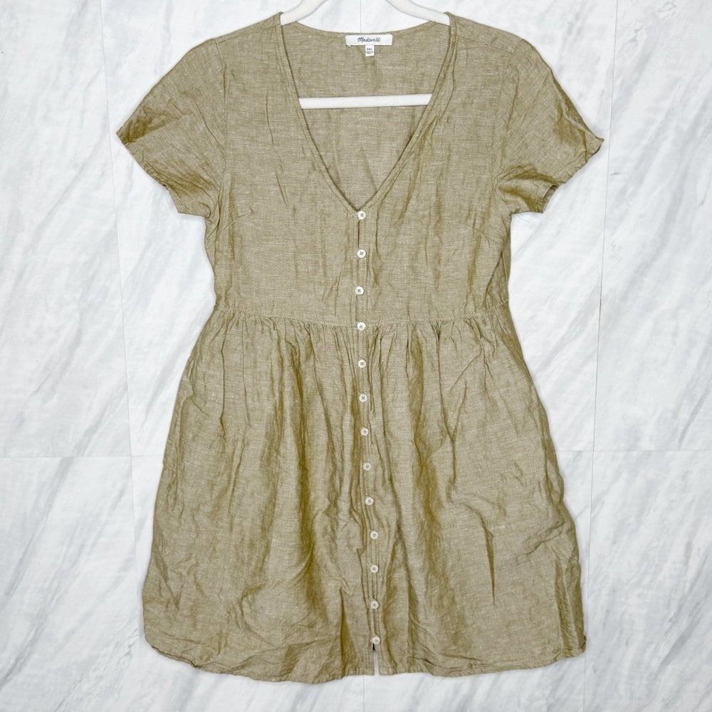 Madewell Green A-Line Sundress V-Neck Short Sleeve